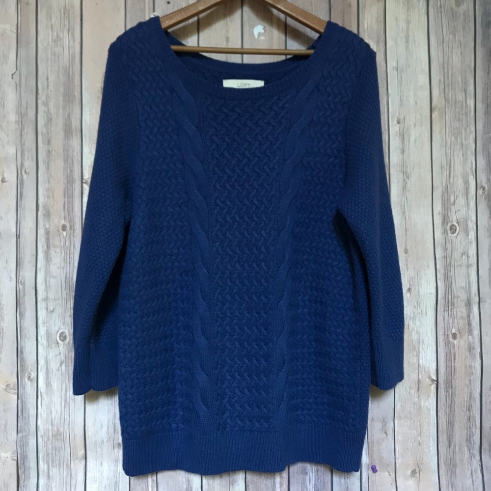 LOFT 3/4 Length Purple/Blue Sweater Sz XL Spring